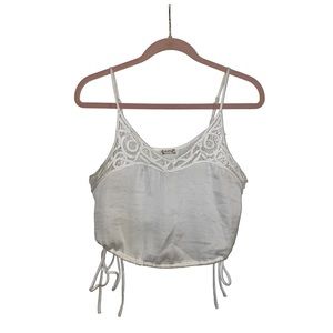 Free People Intimately White Crop Top Blouse with Adjustable Side Ties